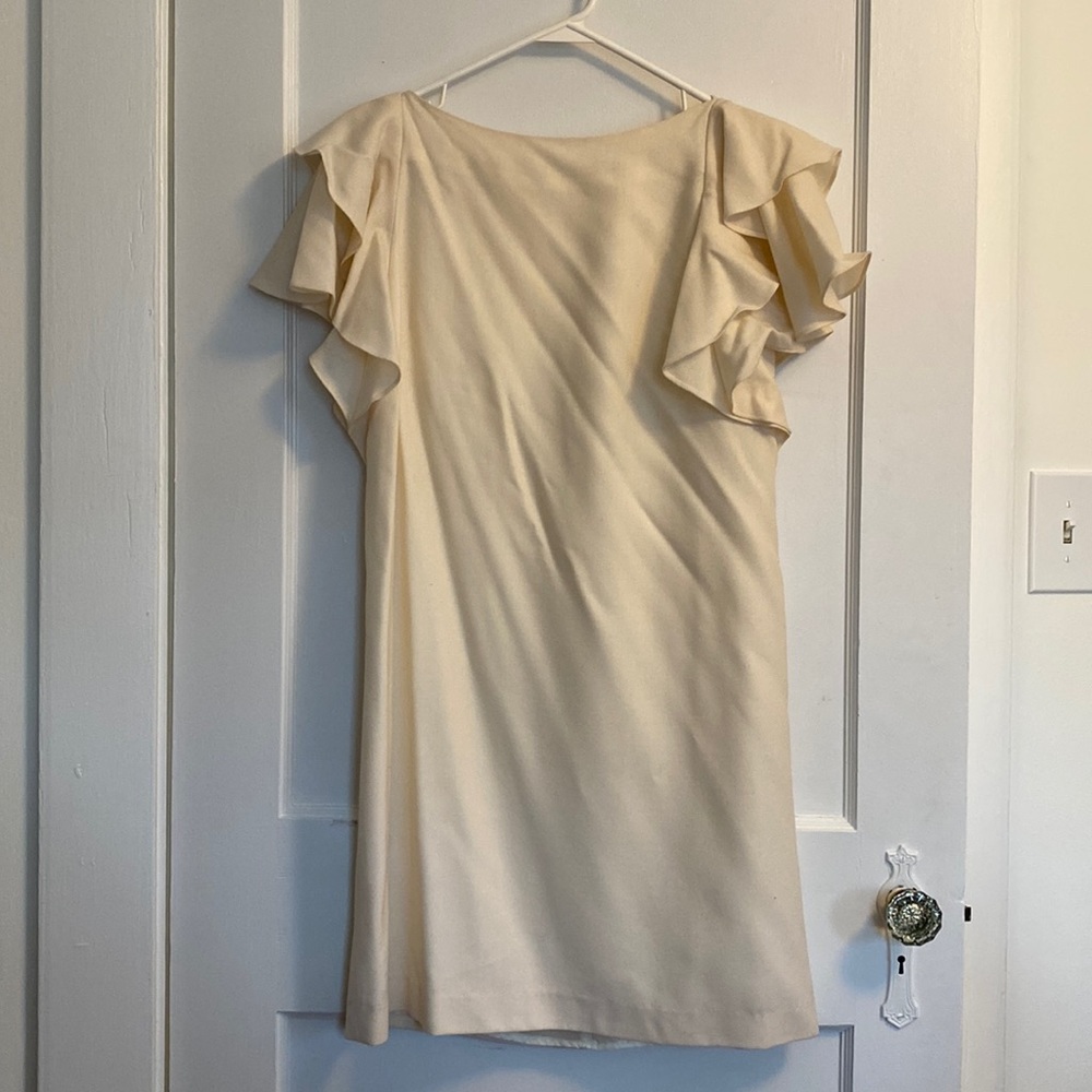 Whit NY Cream Ruffle Sleeve Dress